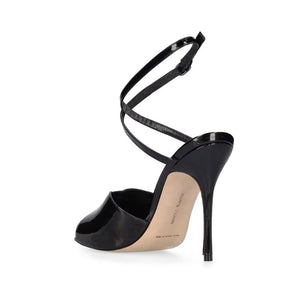 Schwarze Stilettosandalen aus Kalbsleder