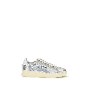 Silberne Sneakers aus Kalbshaut Bos Taurus