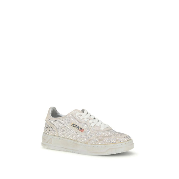 Weiße Gummisohle Sneakers mit niedrigem Schaft