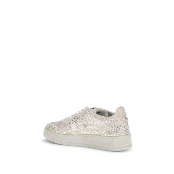 Weiße Gummisohle Sneakers mit niedrigem Schaft
