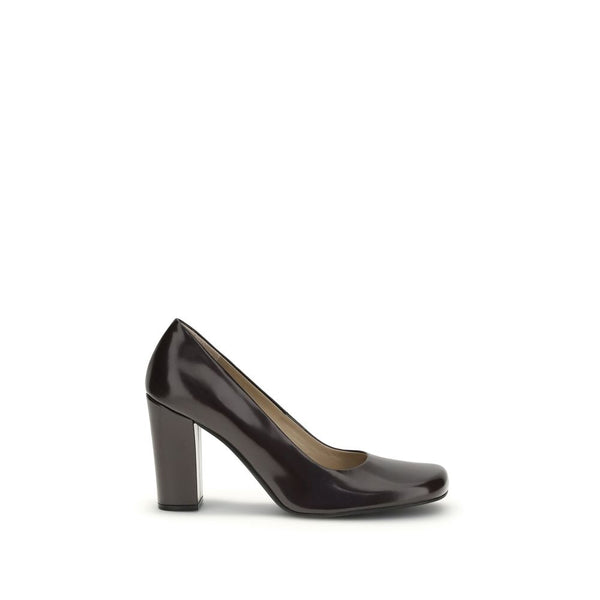 Braune Kalbshaut Bos Taurus Plateau-Pumps