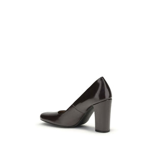 Braune Kalbshaut Bos Taurus Plateau-Pumps