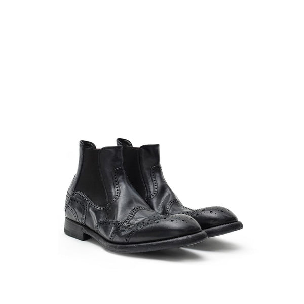 Schwarze Leder-Chelsea-Boots