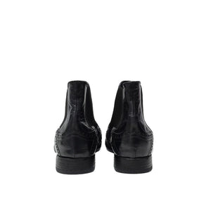 Schwarze Leder-Chelsea-Boots
