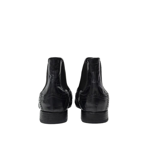 Schwarze Leder-Chelsea-Boots