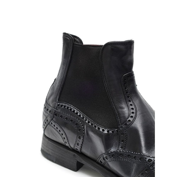Schwarze Leder-Chelsea-Boots