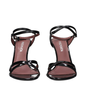 Schwarze Leder-Stilettosandalen