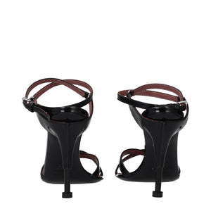 Schwarze Leder-Stilettosandalen