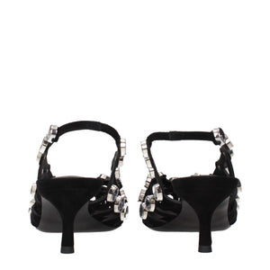 Schwarze Leder-Stilettosandalen