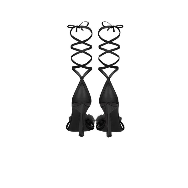 Schwarze Leder-Pumps mit hohem Absatz