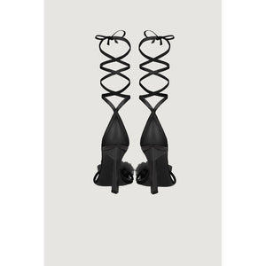 Schwarze Leder-Pumps mit hohem Absatz