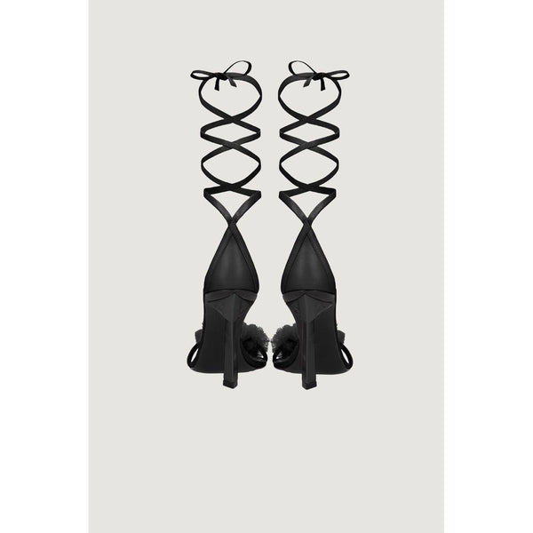 Schwarze Leder-Pumps mit hohem Absatz
