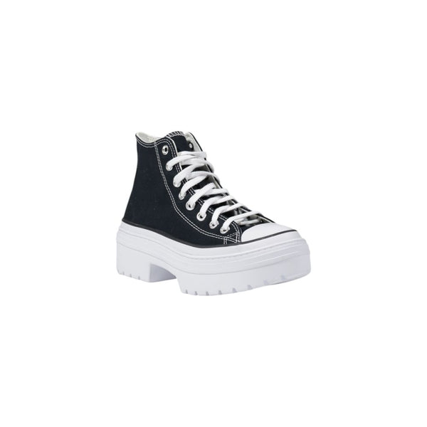 Schwarze Stoff-Sneaker mit klobiger Sohle
