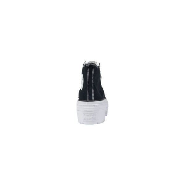 Schwarze Stoff-Sneaker mit klobiger Sohle