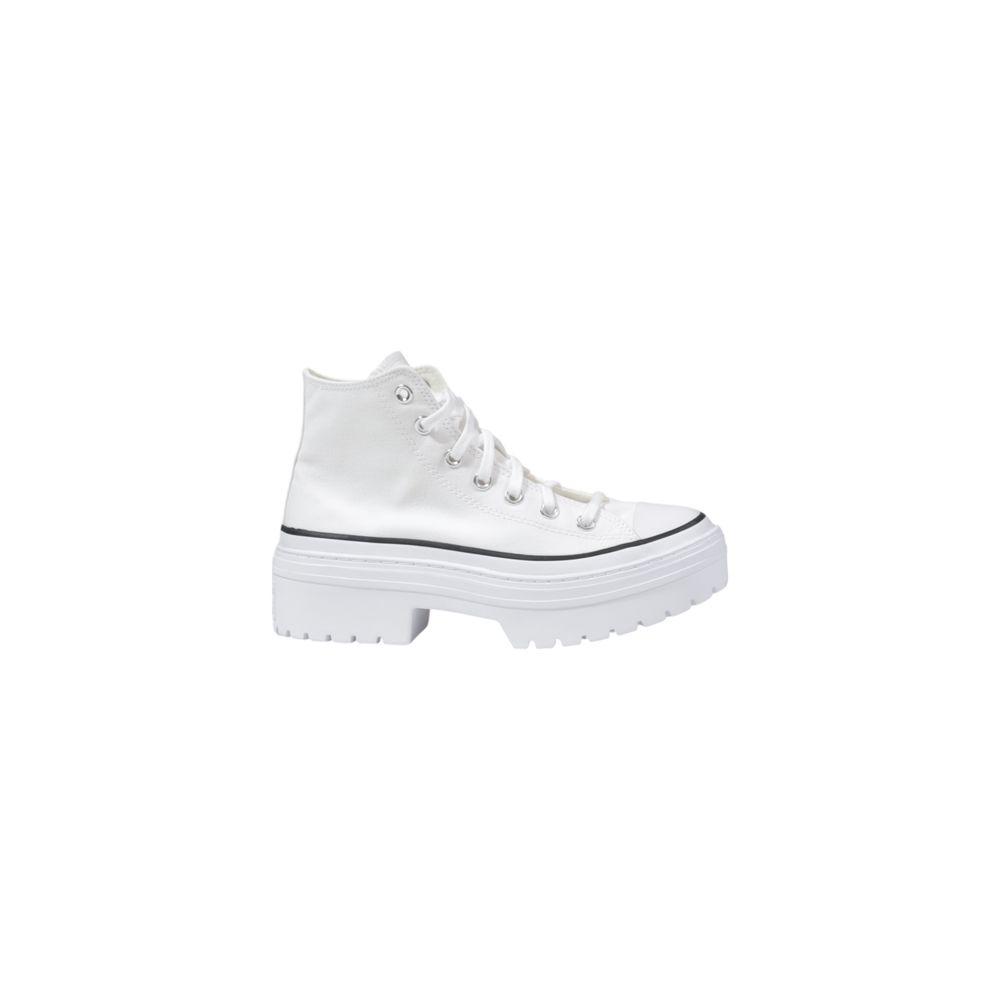 Weiße Stoff-Sneaker mit dicker Sohle