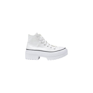Weiße Stoff-Sneaker mit dicker Sohle