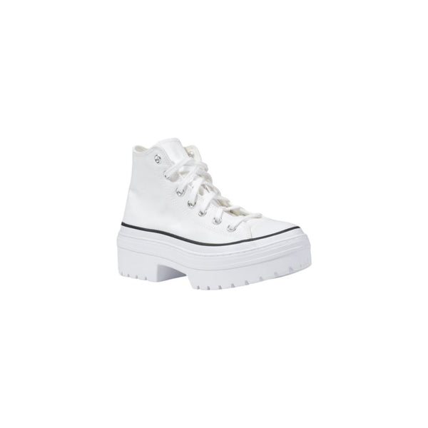 Weiße Stoff-Sneaker mit dicker Sohle