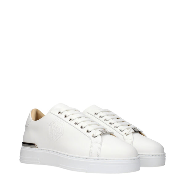 Weiße Leder-Sneaker mit niedrigem Schaft