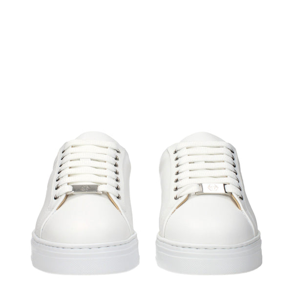 Weiße Leder-Sneaker mit niedrigem Schaft