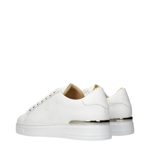 Weiße Leder-Sneaker mit niedrigem Schaft