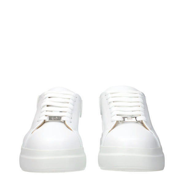 Weiße Leder-Sneaker mit niedrigem Schaft