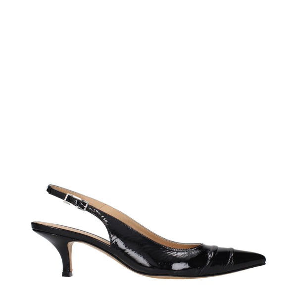 Schwarze Leder-Pumps mit mittlerem Absatz