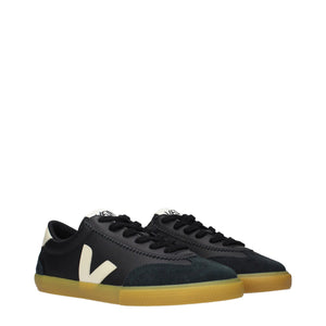 Schwarze Leder-Sneakers mit niedrigem Schaft