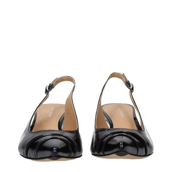 Schwarze Leder-Pumps mit mittlerem Absatz