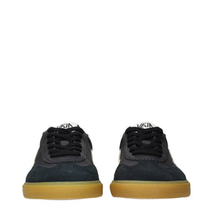 Schwarze Leder-Sneakers mit niedrigem Schaft