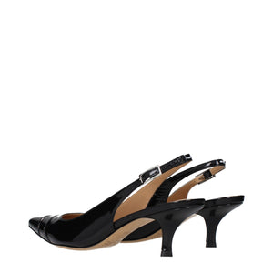 Schwarze Leder-Pumps mit mittlerem Absatz