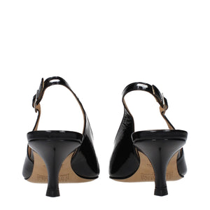 Schwarze Leder-Pumps mit mittlerem Absatz