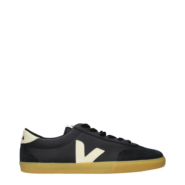 Schwarze Leder-Sneakers mit niedrigem Schaft