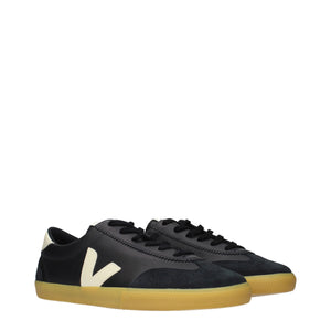 Schwarze Leder-Sneakers mit niedrigem Schaft