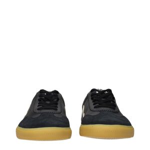Schwarze Leder-Sneakers mit niedrigem Schaft