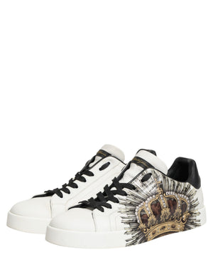 Weiße und Schwarze Sneakers mit Krone für Herren
