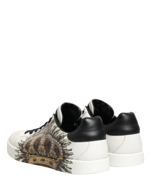 Weiße und Schwarze Sneakers mit Krone für Herren