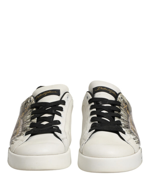 Weiße und Schwarze Sneakers mit Krone für Herren