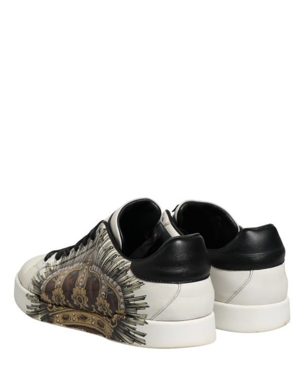 Weiße und Schwarze Sneakers mit Krone für Herren