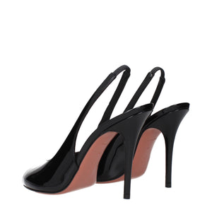 Schwarze Leder-Stilettosandalen