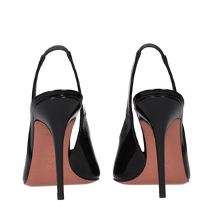 Schwarze Leder-Stilettosandalen