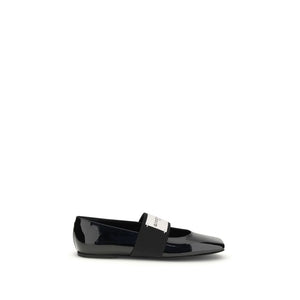 Schwarze Leder-Ballerinas