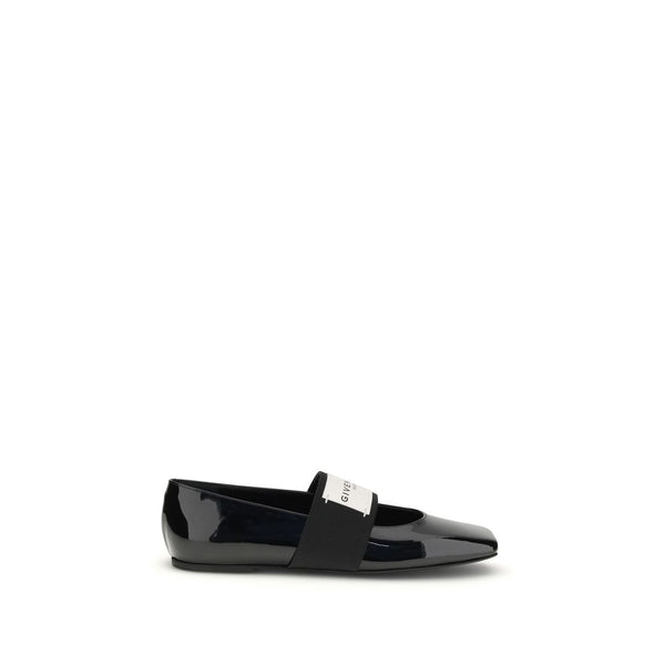 Schwarze Leder-Ballerinas