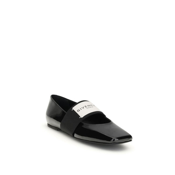 Schwarze Leder-Ballerinas