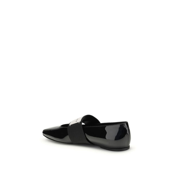 Schwarze Leder-Ballerinas