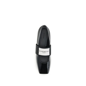 Schwarze Leder-Ballerinas