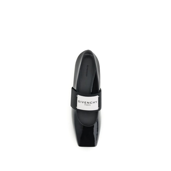Schwarze Leder-Ballerinas