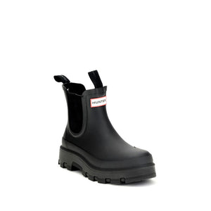 Schwarze Gummistiefel im Chelsea-Stil