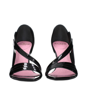 Schwarze Leder-Stilettosandalen