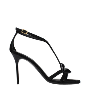 Schwarze Leder-Stilettosandalen