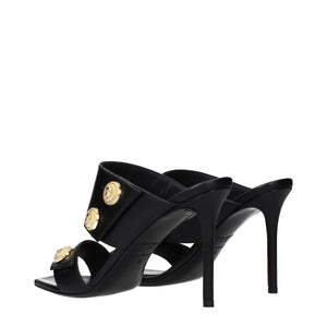 Schwarze Leder-Stilettosandalen